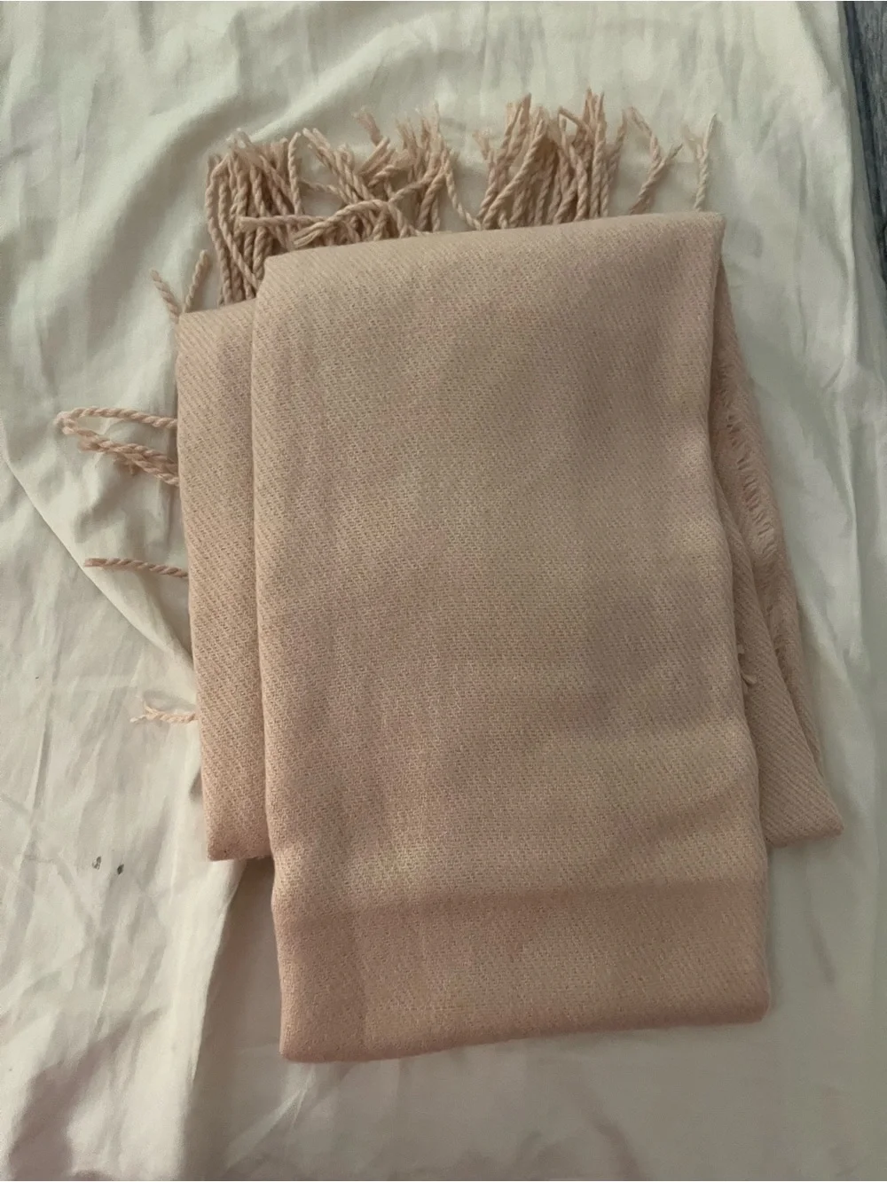 Soft Pink Women's Fringe Scarf - Lightweight Winter Accessory
